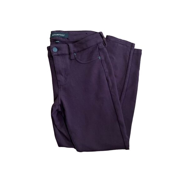 Liverpool Madonna Size 2/26 Petite Dark Plum Aubergine Zip Up Stretch Pants - Picture 6 of 10